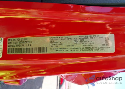 2021 Jeep Gladiator Mojave 4X4 из США, поврежденный, VIN 1C6JJTEG3ML597911